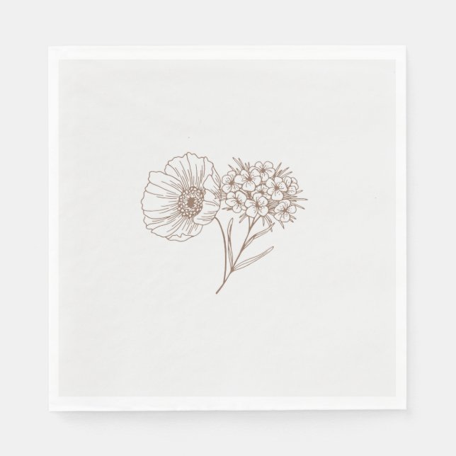 Guardanapo De Papel Moderno Floral Botânico Flor de Campo Simples Eleg (Frente)