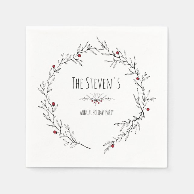 Guardanapo De Papel Moderno, Holly Berry Holiday (Frente)