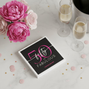 Guardanapo De Papel Moderno Minimal Rosa Cinquenta Aniversário Fabulos