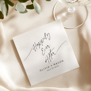 Guardanapo De Papel Moderno Mínimo Feliz Depois Do Esboço De Casamento