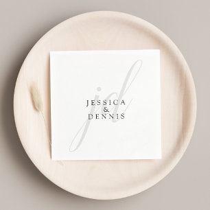 Guardanapo De Papel Moderno Monograma de Casamento em Letra Elegante M