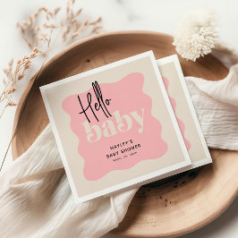 Guardanapo De Papel Moderno Olá, Bebê Rosa e Chá de fraldas de Creme