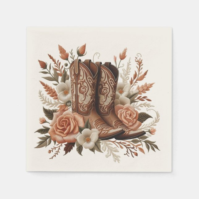 Guardanapo De Papel Moderno País Elegante - Flores Ocidentais (Frente)