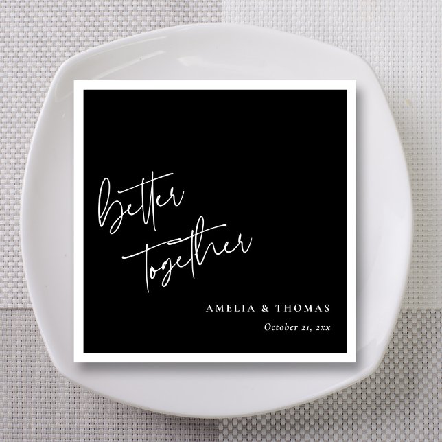 Guardanapo De Papel Moderno se encontra clássico: personalizado melhor (Classic 'Better Together' Script Wedding Reception Napkins)