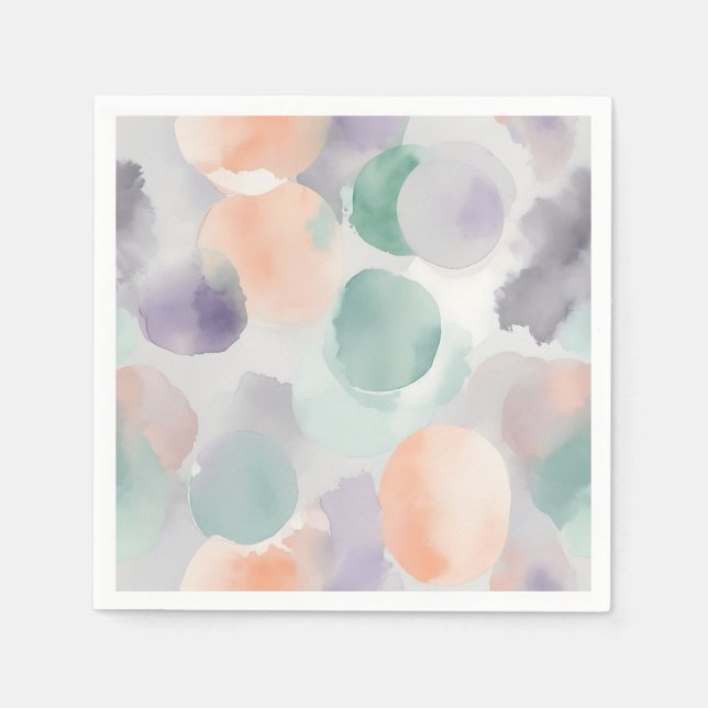 Guardanapo De Papel Molas de Aquarela de Pastel Suave (Frente)