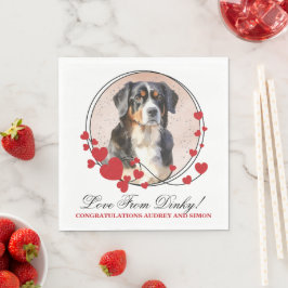 Guardanapo De Papel Moldura Coração Vermelho com foto do Cão Montanha 