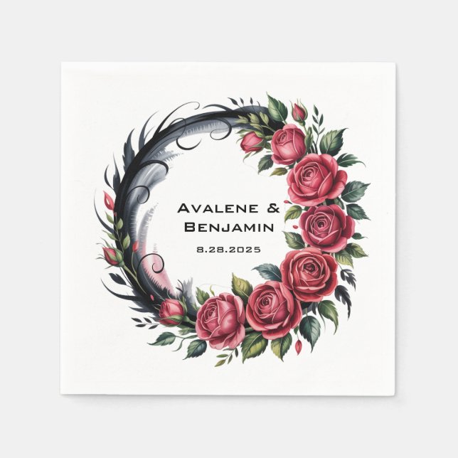 Guardanapo De Papel Moldura de casamento de rosa gótica (Frente)