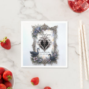 Guardanapo De Papel Moldura de Casamento do Cisne Negro – Amor Românti