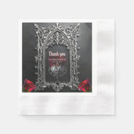 Guardanapo De Papel Moldura de Rosa de Casamento Gótico Elegante