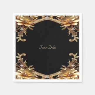 Guardanapo De Papel Moldura Dourada Elegante