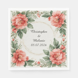 Guardanapo De Papel Moldura Floral em Aquarela Elegante