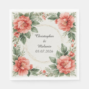Guardanapo De Papel Moldura Floral em Aquarela Elegante