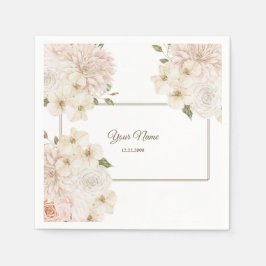 Guardanapo De Papel Moldura Floral Rosa Branca Festa de Casamento Mode