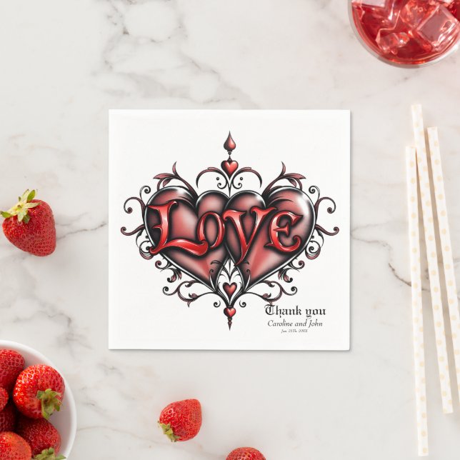 Guardanapo De Papel Moldura Steampunk com Rosas vermelhas e engrenagen (Insitu)