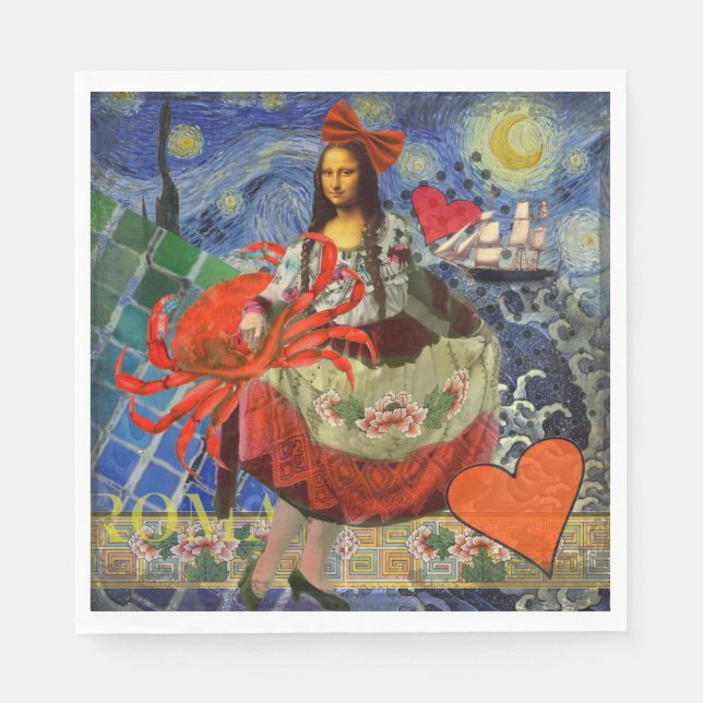 Guardanapo De Papel Mona Lisa Diversão Zodíaco Caprichoso  (Frente)