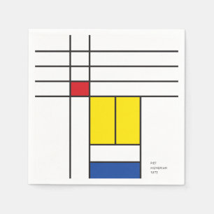 Guardanapo De Papel Mondrian II Design de Arte Moderna Minimalista De