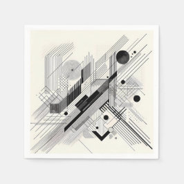 Guardanapo De Papel Monochrome Geometric Linework