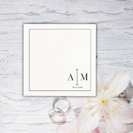 Guardanapo De Papel  Monogram Couple Date Simple Border Wedding