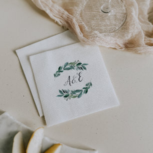 Guardanapo De Papel Monograma abundante do casamento da folha
