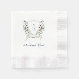 Guardanapo De Papel Monograma Aquarela Casamento Floral Crest Napkin