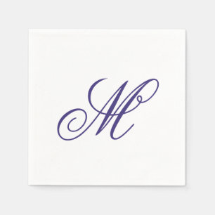 Guardanapo De Papel Monograma Azul Elegante Marinho Inicial