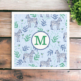 Guardanapo De Papel Monograma Azul Zebra Martinis, Marinho de pré-disq