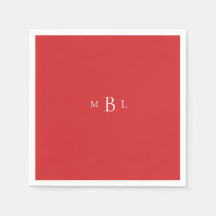 Guardanapo De Papel Monograma Branco Casamento Vermelho Nápoles