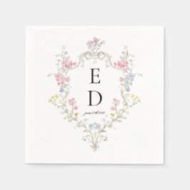 Guardanapo De Papel Monograma Caprichoso Elegante Rococó Floral