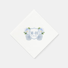 Guardanapo De Papel Monograma Chinoiserie Blue Chic E Casamento Branco