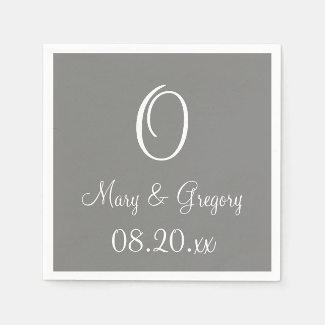 Guardanapo De Papel Monograma Cinza de Bateria Moderna Uma Cor Napkins (Frente)