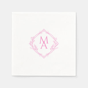Guardanapo De Papel Monograma com Flores a Rosa