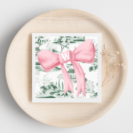 Guardanapo De Papel Monograma, cor-de-rosa, Chinoiserie Preppy Napkin