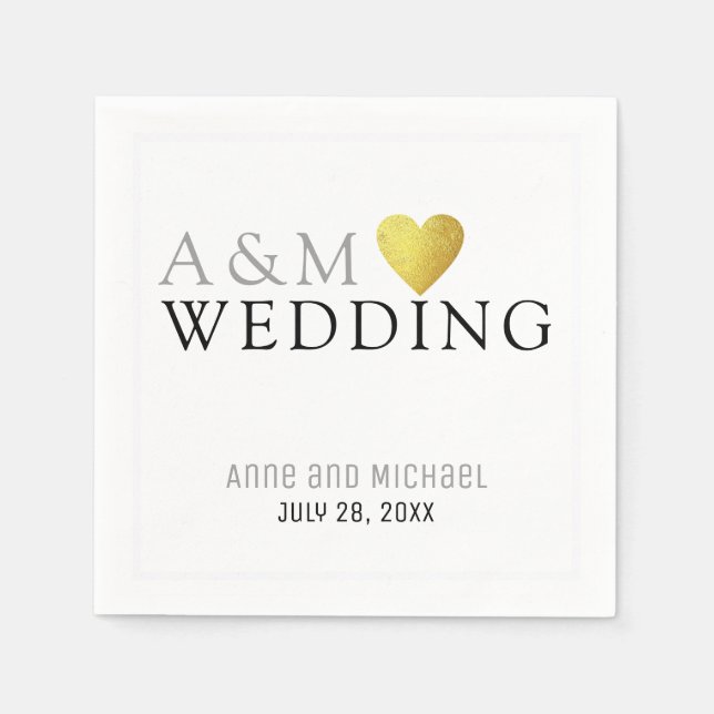 Guardanapo De Papel monograma da festa de casamento elegante chic (Frente)