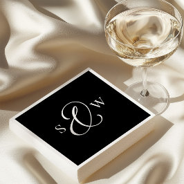 Guardanapo De Papel Monograma de Ampersand Preto Escuro | Casamento Lu
