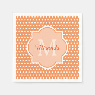 Guardanapo De Papel Monograma De Bolinhas Laranja Sassy Com Nome