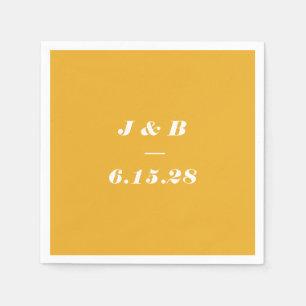 Guardanapo De Papel Monograma de Casamento Amarelo de Verão minimalist