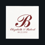 Guardanapo De Papel Monograma de Casamento Branco Vermelho Burgundy<br><div class="desc">Guardanapos personalizados de papel monograma para casamentos e eventos relacionados. Personalize este elegante acessório de casamento com a noiva e os nomes do noivo,  data de casamento,  inicial ou qualquer coisa que você quiser. Texto simples e elegante sobre fundo branco.</div>