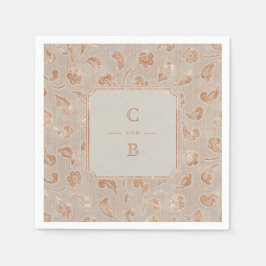 Guardanapo De Papel Monograma de casamento da raça Kraft gold Lace cou