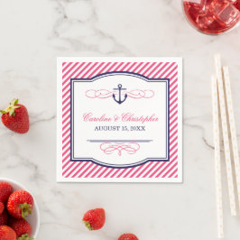 Guardanapo De Papel Monograma de Casamento de Âncora Náutica, marinho