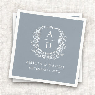 Guardanapo De Papel Monograma de Casamento de Derrame Azul de Gato Bot