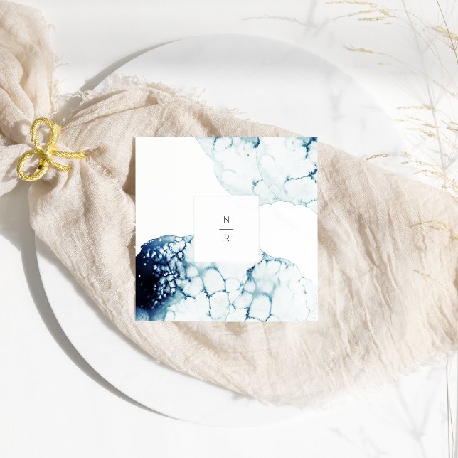 Guardanapo De Papel Monograma de Casamento de Destino Náutico Azul (Criador carregado)