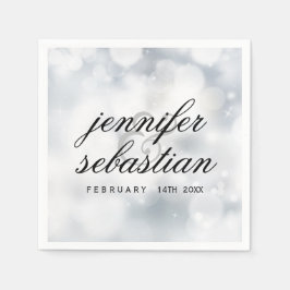 Guardanapo De Papel MONOGRAMA DE CASAMENTO DE Lúxo Silver BokeDING