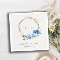 Monograma de Casamento de Madeira Floral Azul Livr