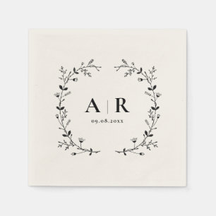 Guardanapo De Papel Monograma de Casamento de Rolha de Vinha, Iniciais