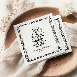 Guardanapo De Papel Monograma de Casamento Desenhado à Mão Whimsical
