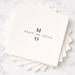 Guardanapo De Papel Monograma de Casamento Elegante Minimalista Simple