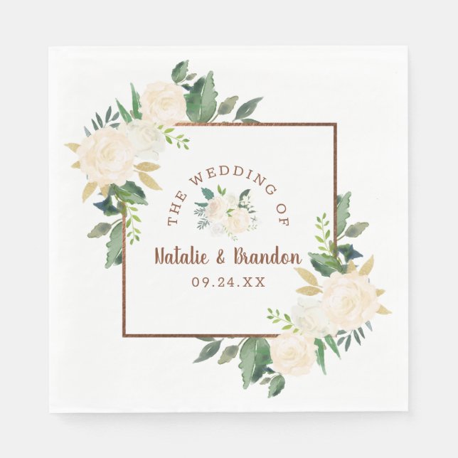 Guardanapo De Papel Monograma de Casamento Farmhouse Russo Fresco (Frente)