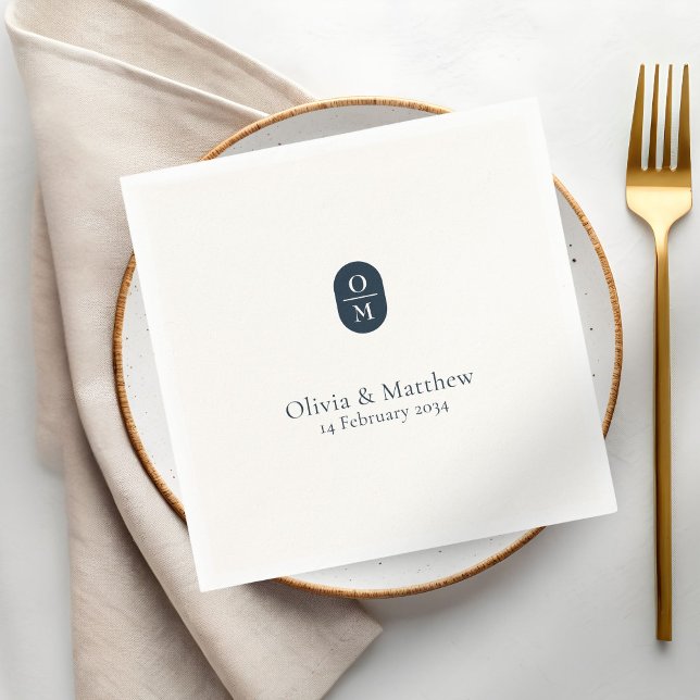 Guardanapo De Papel Monograma de Casamento Moderno Chic (Criador carregado)