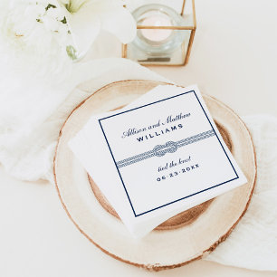 Guardanapo De Papel Monograma de Casamento Náutico Azul-Marinho Náut
