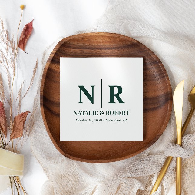 Guardanapo De Papel Monograma De Casamento, Noite E Iniciais Legais (Criador carregado)